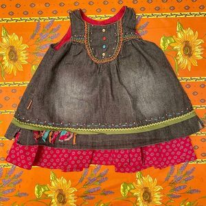 Catimini Embroidered Chambray Dress💕